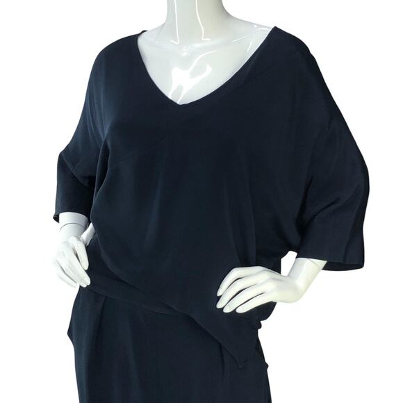 Rachel Comey Jumpsuit Womens 8 Silk Wide Leg V Neck Draped Belted Pantsuit - Picture 2 of 16